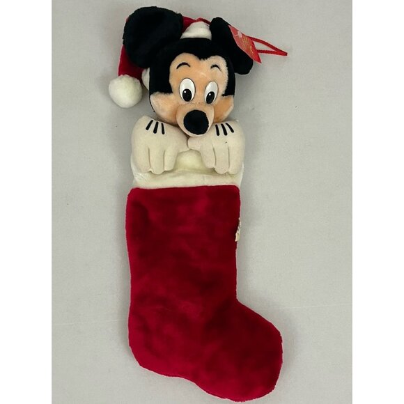 Vintage Walt Disney World MICKEY MOUSE Plush 23" Christmas Stocking NWT - Picture 1 of 5